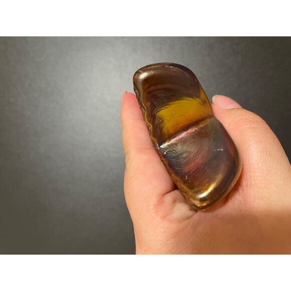 Robert Held Art Glass Star Iridescent Yellow Gold Waffle Paperweight Canada - Picture 4 of 9